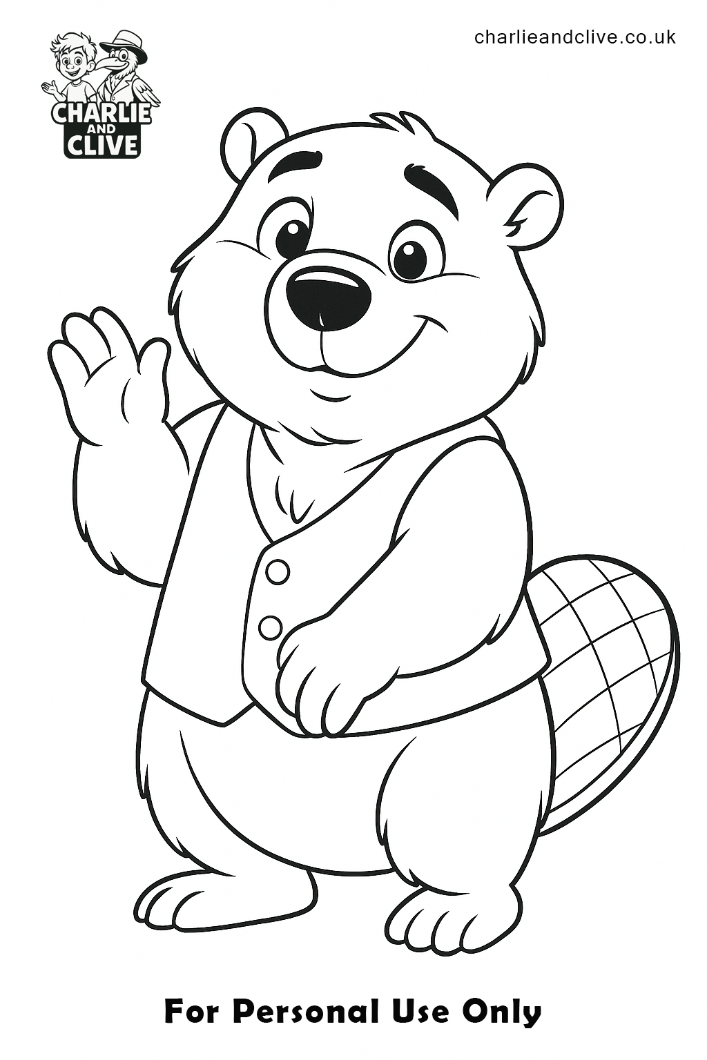 Beaver coloring page line art